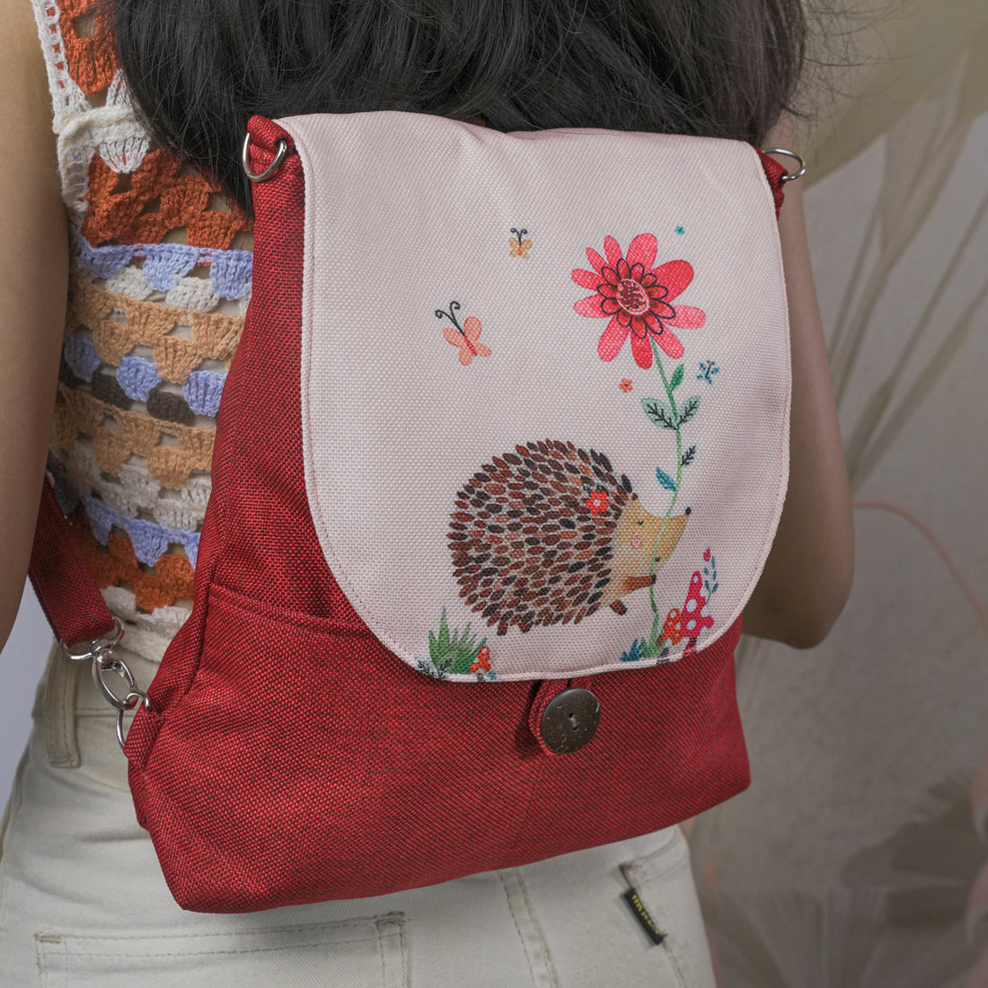 Porcupine Print  Backpack Bag